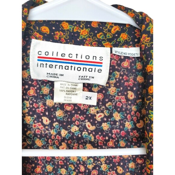 Vintage Collections Internationale Floral Print Open Front Layer Blouse Sz 2X - Picture 6 of 14